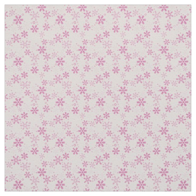 Pink Snowflake Winter Holiday Fabric (Swatch)