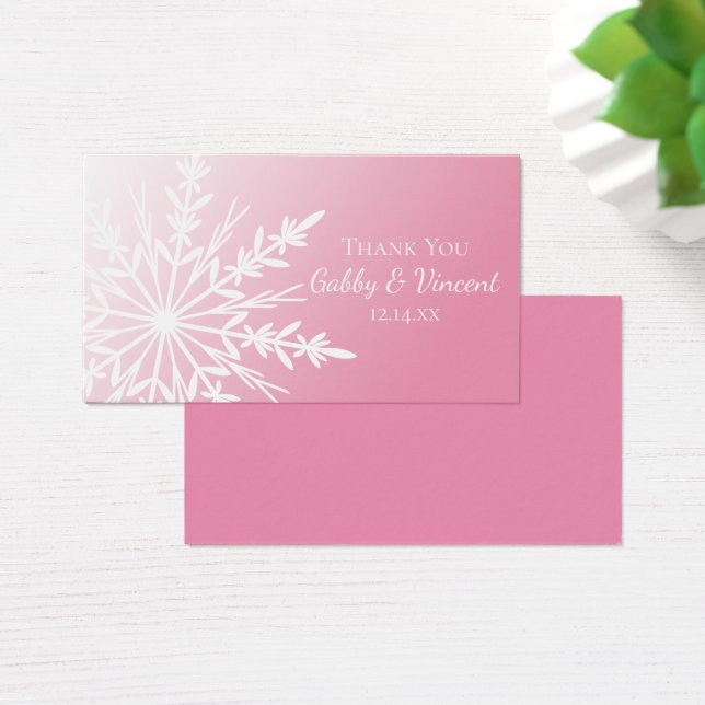 Pink Snowflake Winter Wedding Favor Tags (Desk)