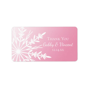 Pink Snowflake Winter Wedding Thank You Favor Tag