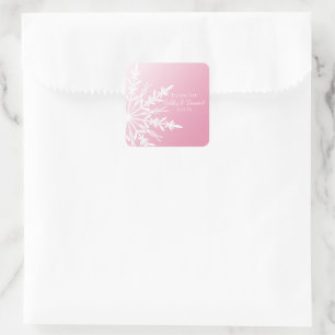 Pink Snowflake Winter Wedding Thank You Favour Tag