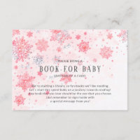 Pink Snowflakes Baby Shower Book for Baby Card