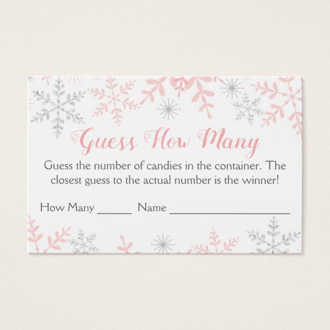 Pink Snowflakes Baby shower Devinez Combien De Jeu (Devant)