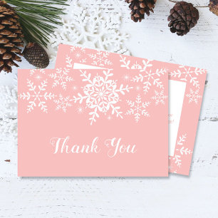 Pink Snowflakes Baby Shower Thank You
