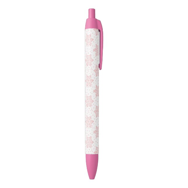 Pink Snowflakes Black Ink Pen (Bottom (Vertical))