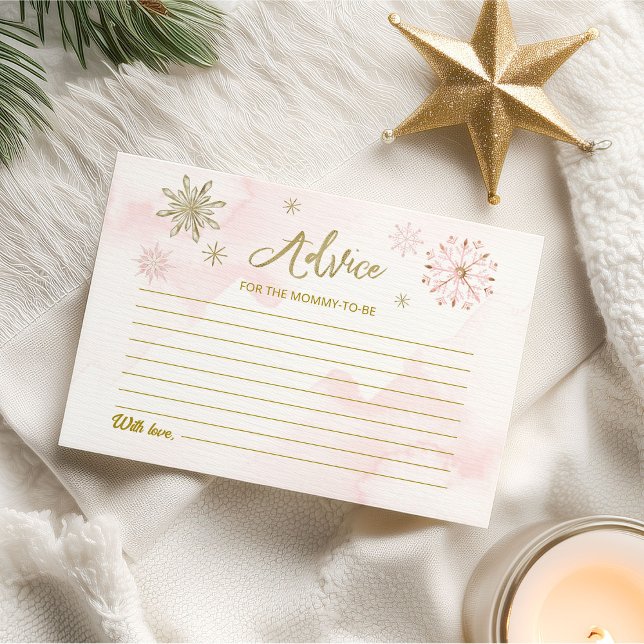Pink Snowflakes Girl Baby Shower Advice Cards (Creator Uploaded)