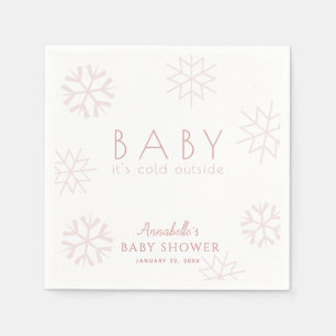Pink Snowflakes Girl Baby Shower Napkin