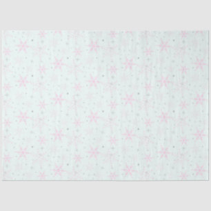 Pink Snowflakes Green Christmas Tissue Paper