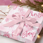 Pink Snowflakes Joy Happiness Laughter Christmas Wrapping Paper<br><div class="desc">This festive wrapping paper features beautifully illustrated snowflakes in delicate watercolor pink hues, adding a cute touch to your holiday greetings. Perfect for wrapping gifts for loved ones, this wrapping paper brings holiday cheer to your presents, combining winter holidays motifs with artistic flair for a beautifully wrapped, memorable holiday season....</div>