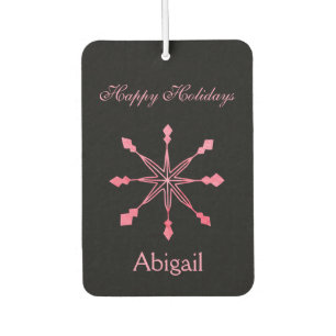 Pink Snowflakes on a Black Background Air Freshener