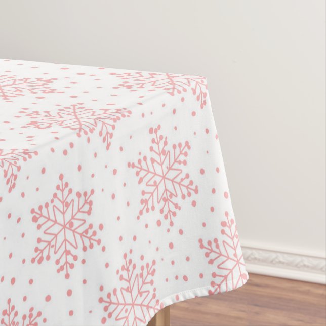 Pink Snowflakes Tablecloth (In Situ)