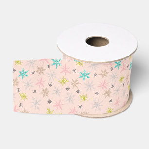 Pink Snowflakes Turquoise Lime Green Grey Grosgrain Ribbon