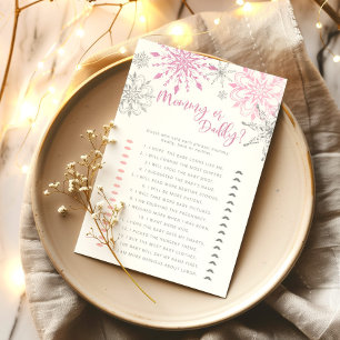 Pink snowflakes Who Said It Mommy or Daddy game