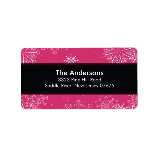 Pink Snowflakes Winter Holiday Return Address Label (Front)