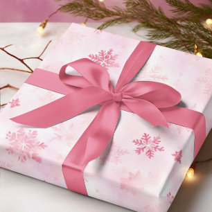 Pink Snowflakes Winter Wrapping Paper