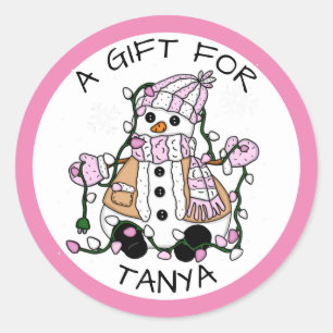 Pink Snowman A Gift For   Christmas Gift Tag