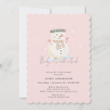 Pink Snowman Baby It's Cold Outside Baby Shower