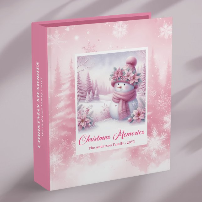 Pink Snowman Christmas Keepsake Photo Album Winter Binder (Pink Snowman Christmas Keepsake Album Winter Binder)