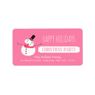 Pink Snowman, Christmas Party Label