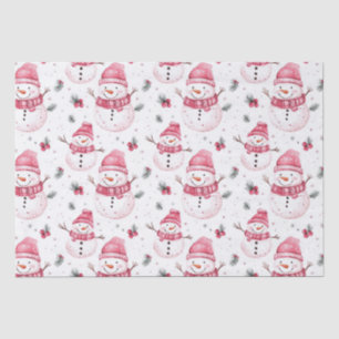 Pink Snowman Christmas Tissue Paper