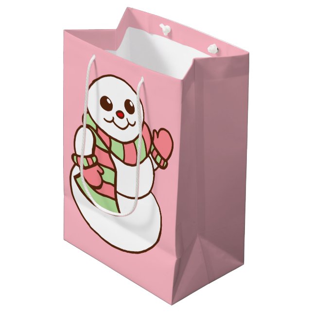 Pink Snowman Gift Bag (Front Angled)
