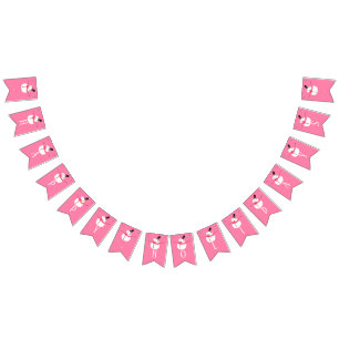 Pink Snowman, Happy Holidays Bunting Flags