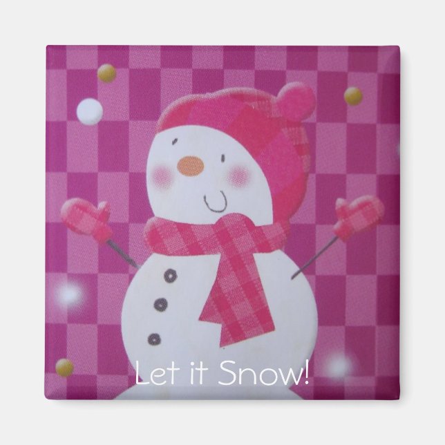 Pink Snowman Magnet (Front)