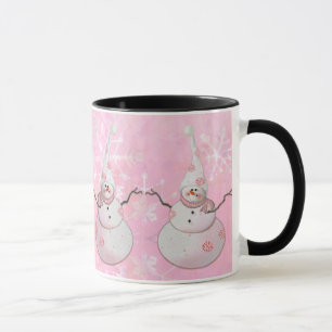 PINK SNOWMAN, SCARF & SNOW HAT by SHARON SHARPE Mug