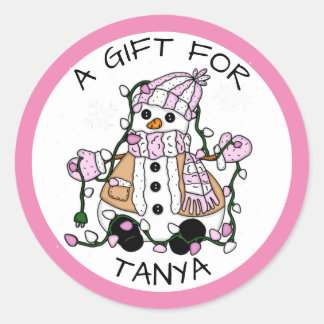 Pink Snowman Un Cadeau Pour | Étiquette cadeau de 