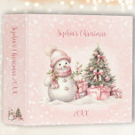 Pink Snowman Vintage Christmas Name Photo Album Binder<br><div class="desc">This personalized 3-ring binder is prepared to use as a lovely photo album or scrapbook for your baby girl's first Christmas or any little girl’s holiday memories. With a charming blush pink snowman and Christmas tree design, it brings vintage holiday vibes. Customize the text to create a unique, organized way...</div>