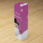 Pink Snowman Winter Scene Christmas Wine Gift Box<br><div class="desc">Gift some Christmas Spirit this holiday season with this whimsical Pink Snowman Winter Scene Christmas Wine Gift Box. Gift Box design features a happy snowman in a snowy wintry scene against a pink background adorned with matching colour snowflakes. Additional gift and holiday items available with this design as well.</div>