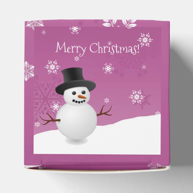 Pink Snowman Winter Scenery Christmas Favour Box (Top)