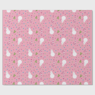 Pink Snowman Wrapping Paper 