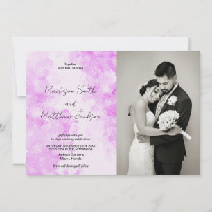 Pink Snows Cloud Wedding Invitations with photo