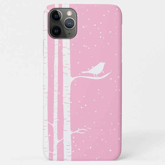 Pink Snowy Birch Trees Case-Mate iPhone Case (Back)
