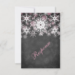 Pink Snowy Chalkboard Style Mariage Carte RSVP