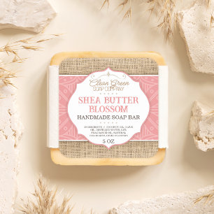 Pink Soap Bar Label Burlap