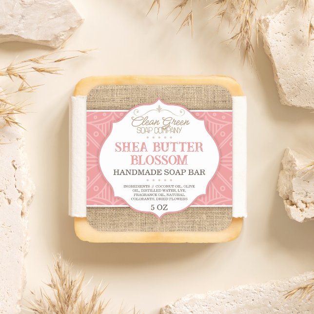 Pink Soap Bar Label Burlap (Creator Uploaded)