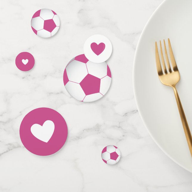 Pink Soccer Ball and Heart | Table Confetti (Group)