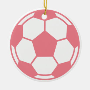 Pink Soccer Ball Ceramic Ornament