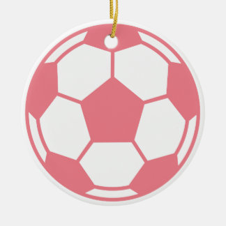 Pink Soccer Ball Ceramic Ornament