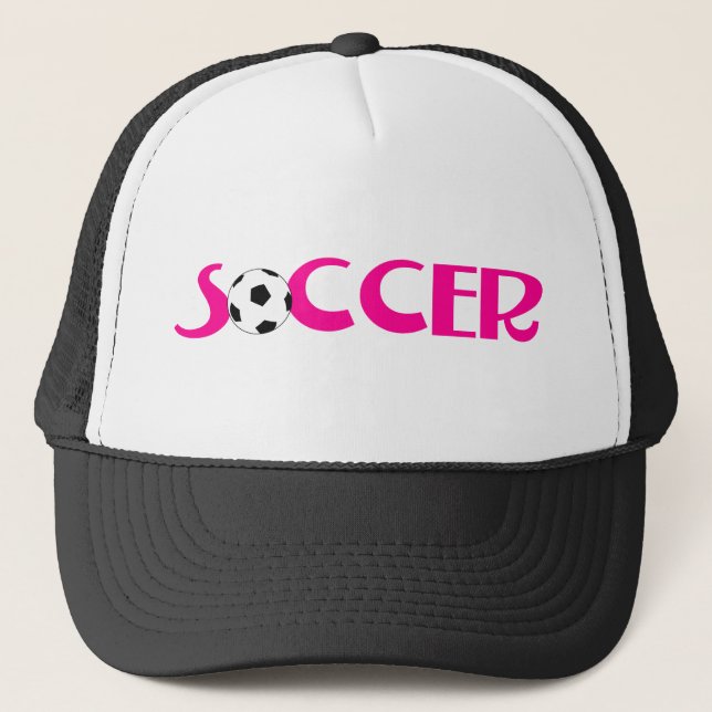 Pink soccer ball design trucker hat (Front)