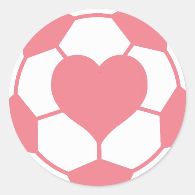 Pink Soccer Ball with Heart Classic Round Sticker (Front)