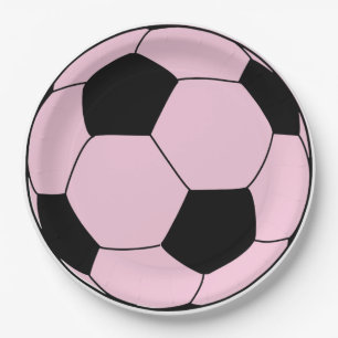 Pink Soccer Football Paper Plate