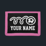 Pink soccer girl wallet | Sporty kids design<br><div class="desc">Pink soccer girl wallet | Sporty kids design. Personalizable name. Cool futbol sports gift idea for teen children Personalized present with name or initials. Girly pink and other colours available.</div>