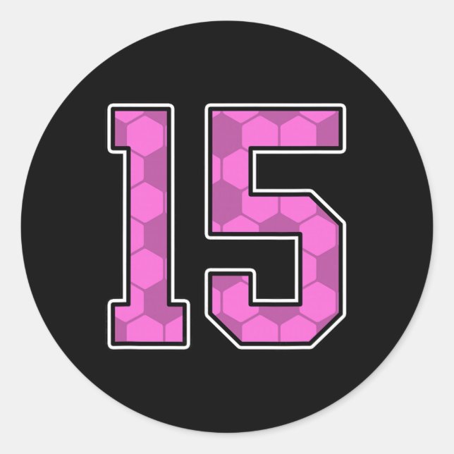 Pink Soccer Pattern Number 15 Jersey Player Unifor Classic Round Sticker (Front)