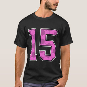 Pink Soccer Pattern Number 15 Jersey Player Unifor T-Shirt