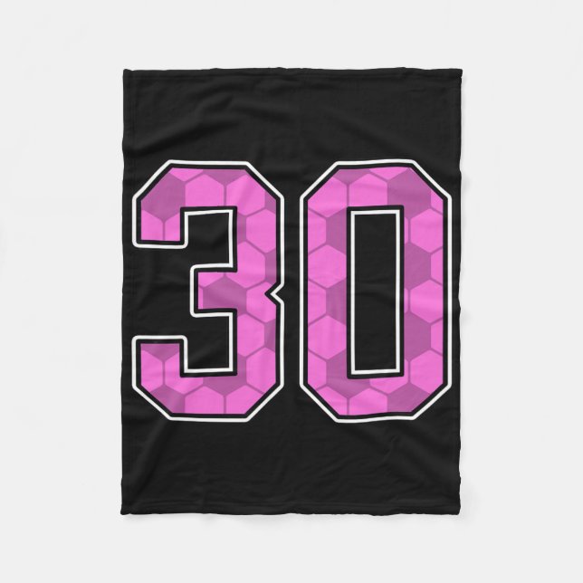 Pink Soccer Pattern Number 30 Jersey Player Unifor Fleece Blanket (Front)