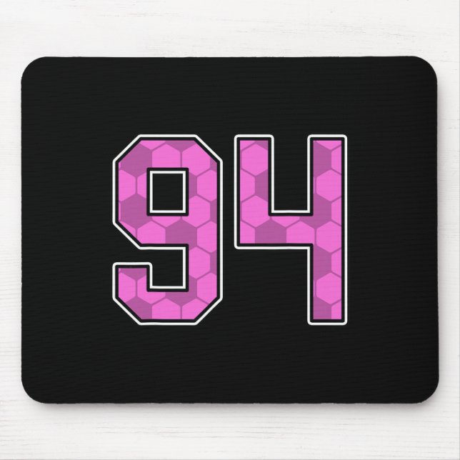 Pink Soccer Pattern Number 94 Jersey Player Unifor Mouse Pad (Front)