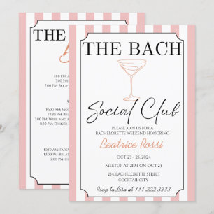 Pink Social Country Club Bachelorette Weekend Invitation
