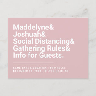 Pink Social Distancing Safety Rules Announcement Postcard